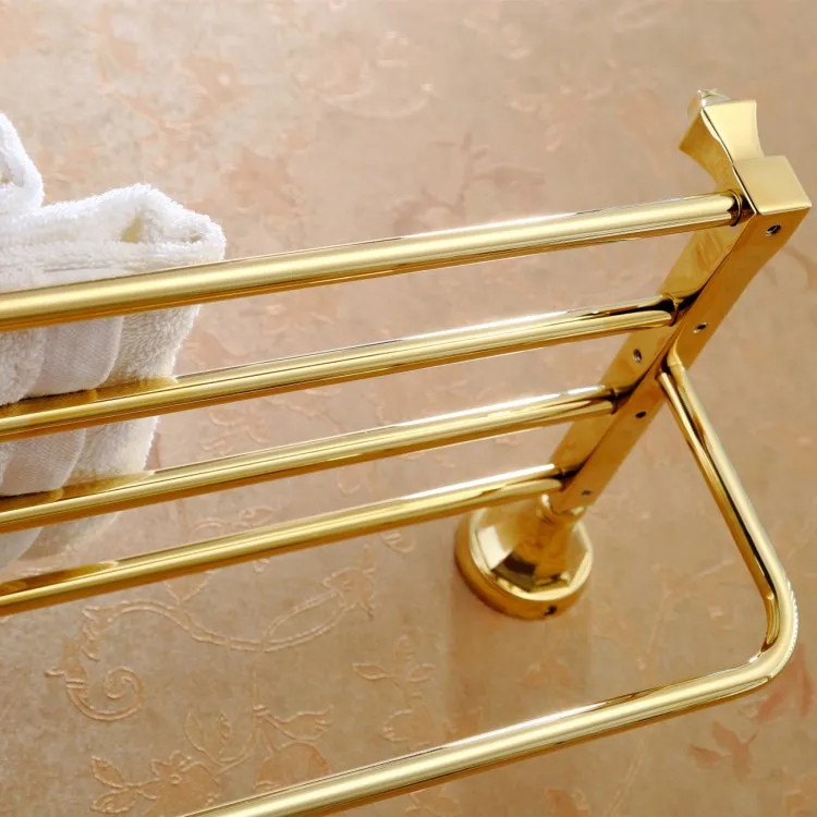 
Brass rose gold polished bathroom accessories set 24 inch towel rail wall mounted hardware towel shelf 