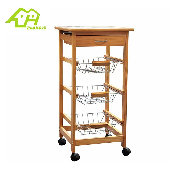 
Fashion Professional Mobile 4-shelf Kitchen Mobile Food Serving Kitchen Dining Carts 