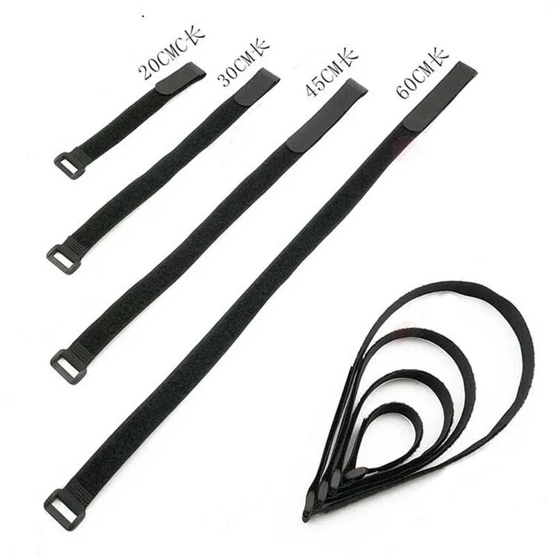 Black Nylon Rope Belt Cargo Luggage Holder Fastener Straps With Self-adhesive Sticker For Motorcycle Car Outdoor Camping Bags