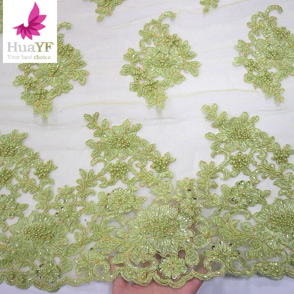 New product african lace styles net lace bridal fabric beads embroidered lace tulle for nigeria parties HY1001-2