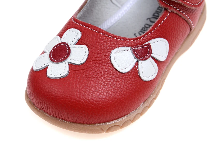 Red flora genuine leather mary jane princess baby  girl casual shoes for spring autumn
