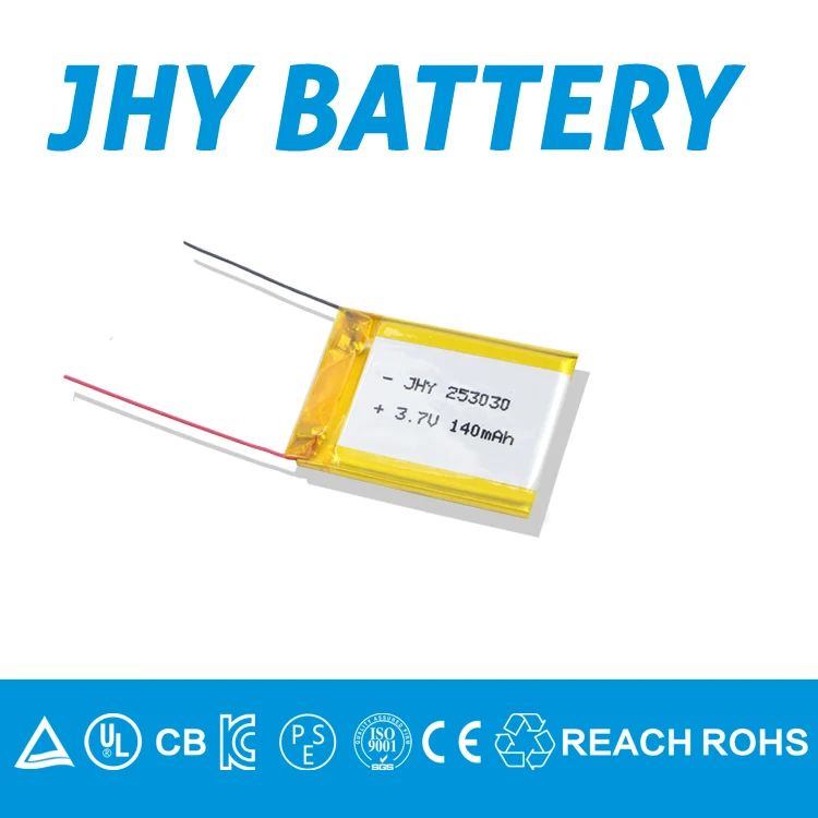 JHY 3.7v small li-ion battery 140mah 253030 for fitness tracker
