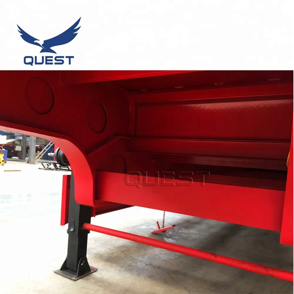 QUEST 50-80 Tons Low Bed Low Loaders Extendable Low Flatbed Semi Trailer 4 Axles Rear Loading Lowbed Trailer