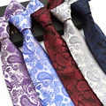 2016 New Fashion Business Paisley Cashew Polyester Silk Ties for Men 8 cm Skinny Wedding Suit