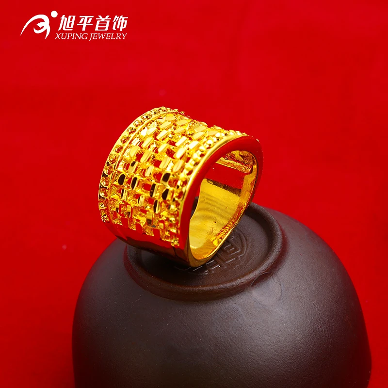 Xuping costume jewellery hollow design dubai gold jewelry engagement wedding ring