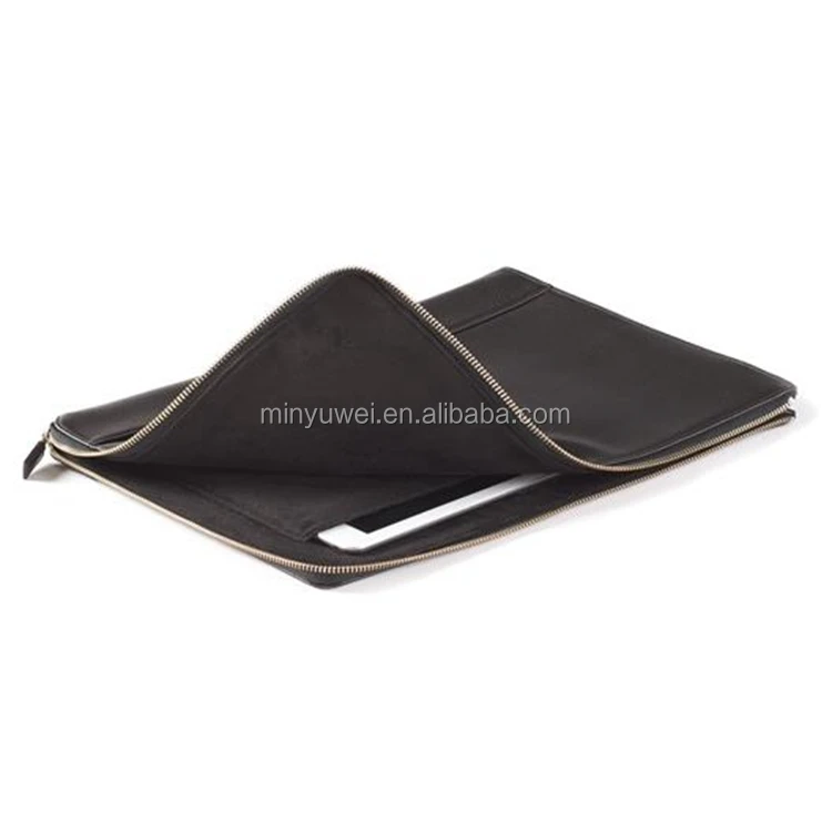 fashion black A4 document bag genuine leather padfolios case file folder bag manufacturers