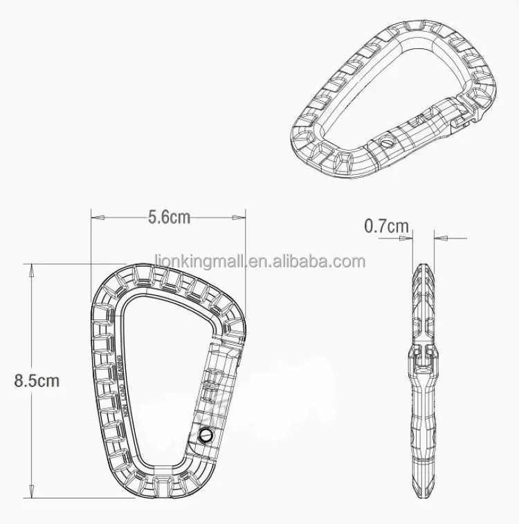 Outdoor D Shape 200LB Mountaineering Buckle knapsack Buckle For Climbing, Rescue, Keychain Hook, Outdoor Tactical EDC Tool