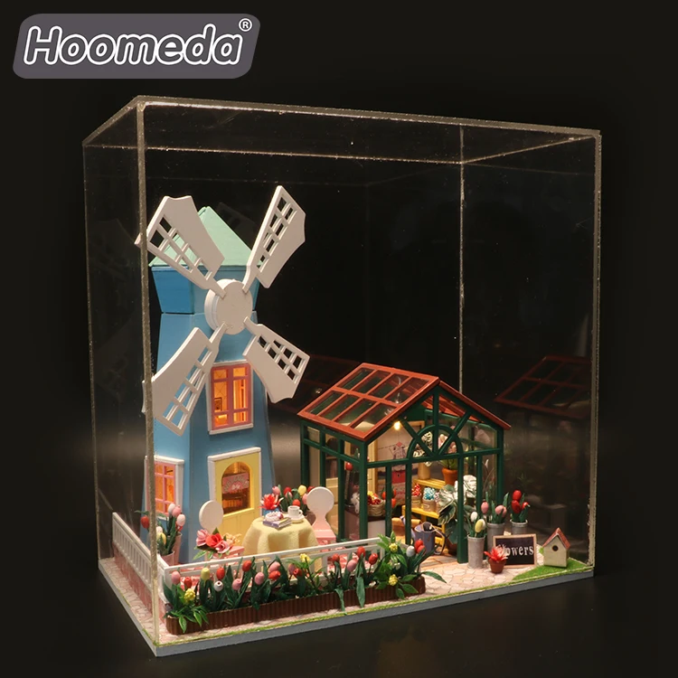Beautiful dream house miniature diy flower doll house with music