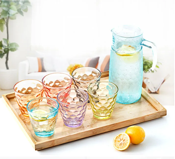 7pcs 1.2L glass Cup Glassware Set, Juice Jug With Spout Cup Promotional glass  drinking set