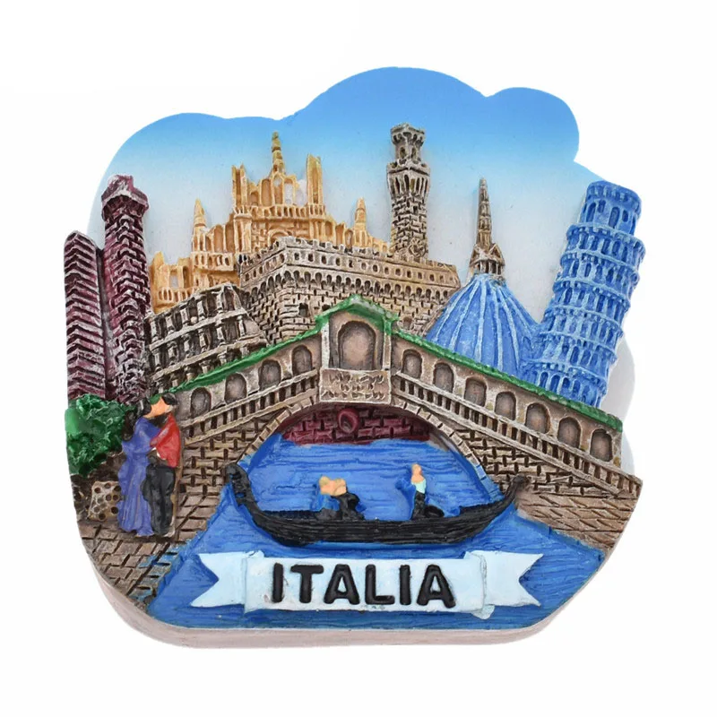 3D Custom City Souvenir Fridge Magnet Italy Building Souvenir Resin Fridge Magnets For Home Decor