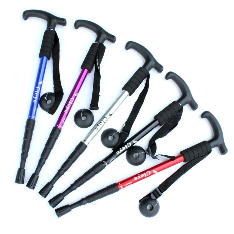 
New Fashion 4 Section Aluminium Alloy Anti-shock Walking Canes Outdoor Mountaineering Walking Sticks 