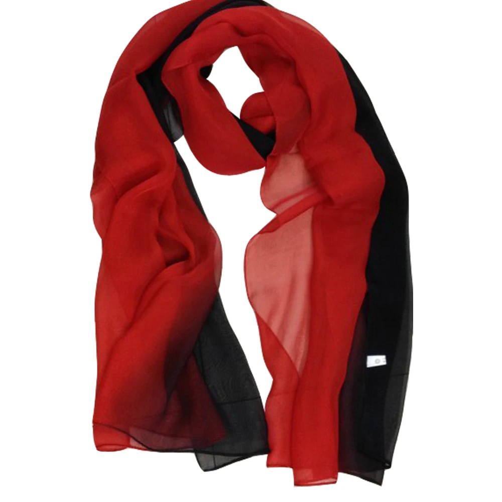 Howmay Transparent Lightweight Silk Scarf Chiffon 100% Pure Silk Shawl Gradient Hand Paint Scarf for Women