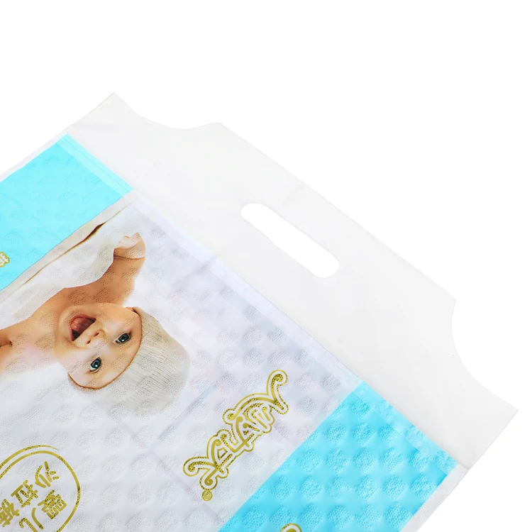 Hot selling biodegradable pulling pants white pe Poly nappy plastic baby diaper packaging bag
