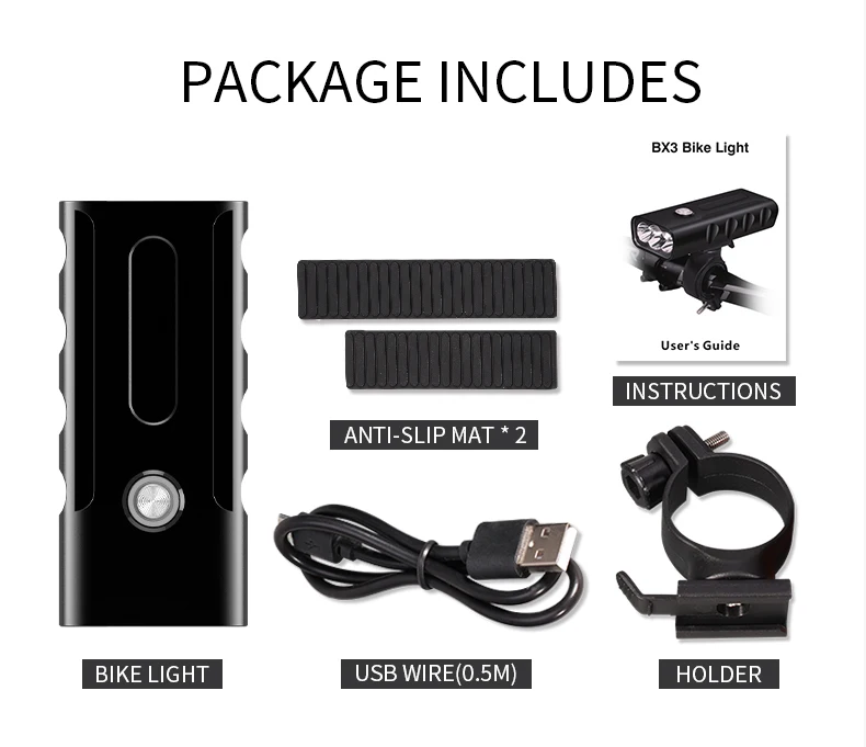 BX3 3000LM Waterproof USB Phone Rechargeable LED Bicycle Light