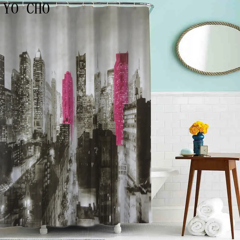 
wholesale finished London red bus shower curtains polyester eco-friendly polyester bathroom curtains Christmas bath decoration 