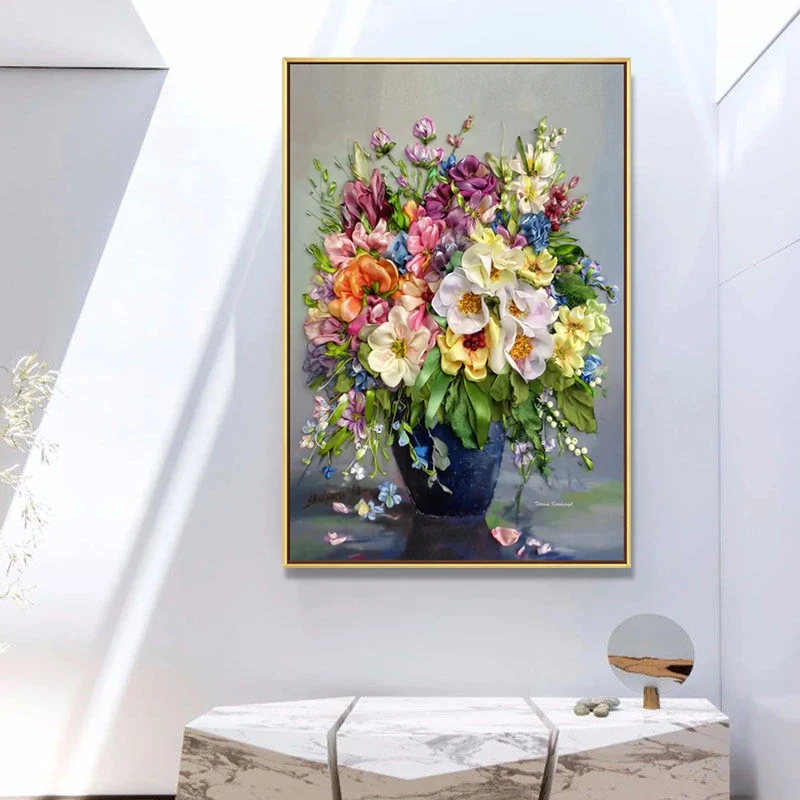 Custom modern oil painting flower canvas wall art decor