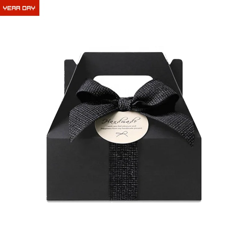 Black Large Gable Kraft Paper  Cupcake Box with Handle