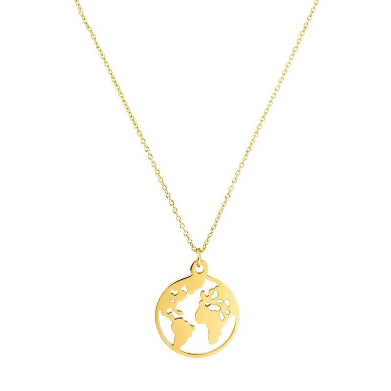 YK 316L Stainless Steel Hot Jewelry Charms Wholesale Products New Trending World Map Necklace Pendant