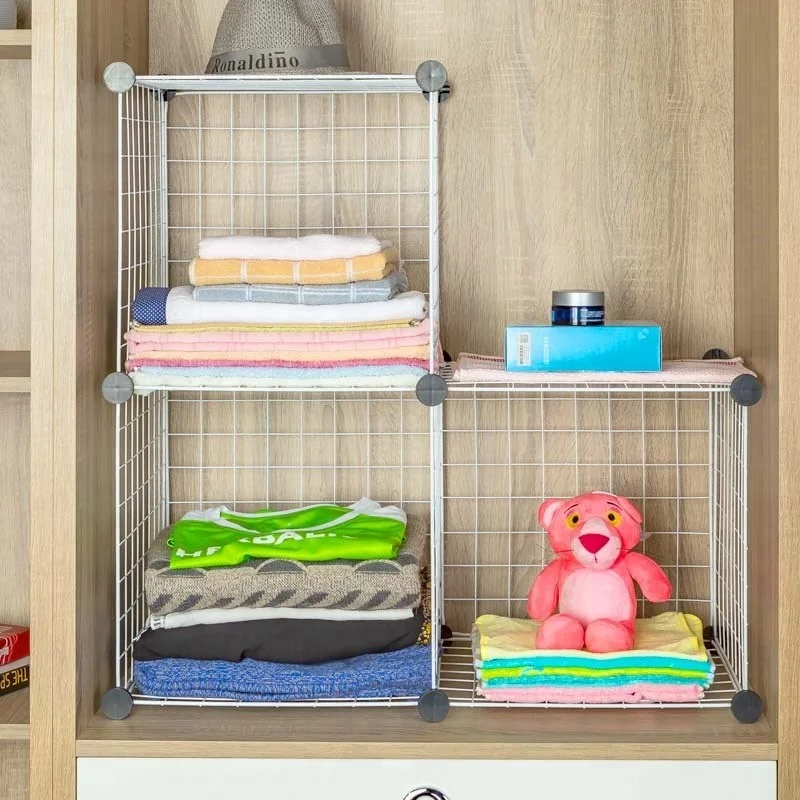 550-81 household DIY modular metal grid storage cube closet organizer