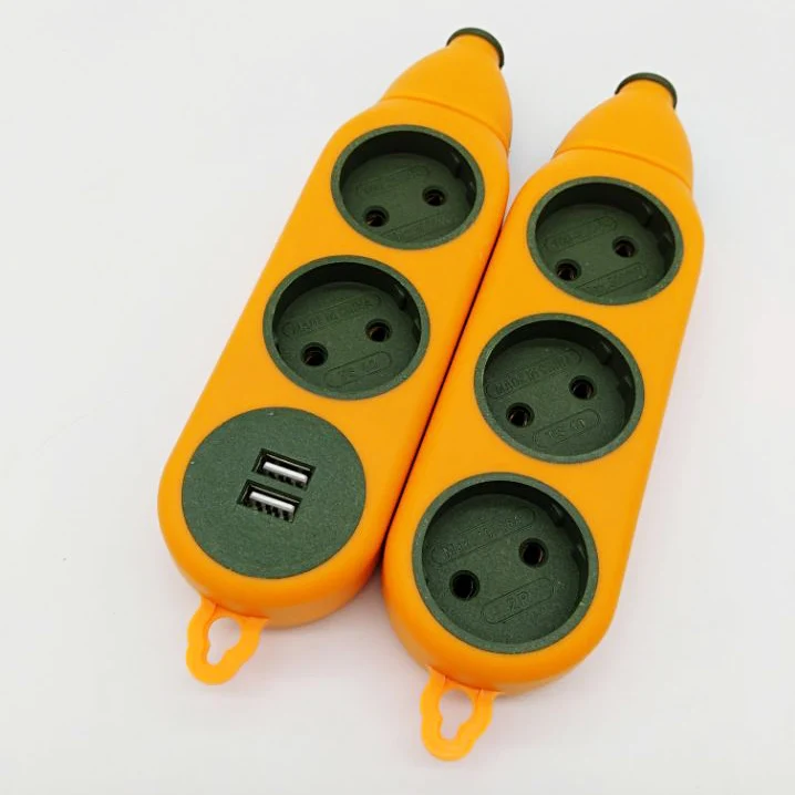 Explosion-proof Breakingproof  Schuko 2 Outlets Electric European USB Power Strip Extension Socket