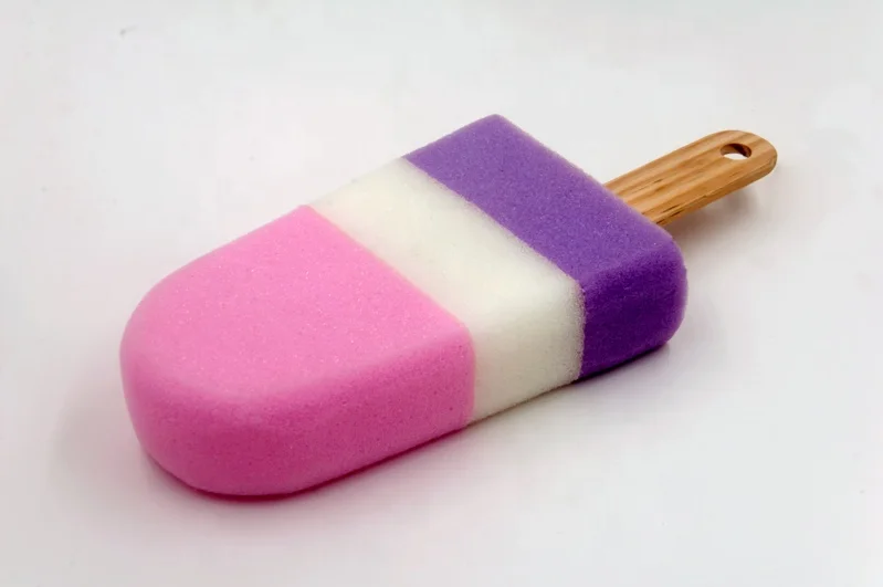 Huge size Ice cream wash sponge popsicle shape soft back bath scrubber for bath shower brush with handle