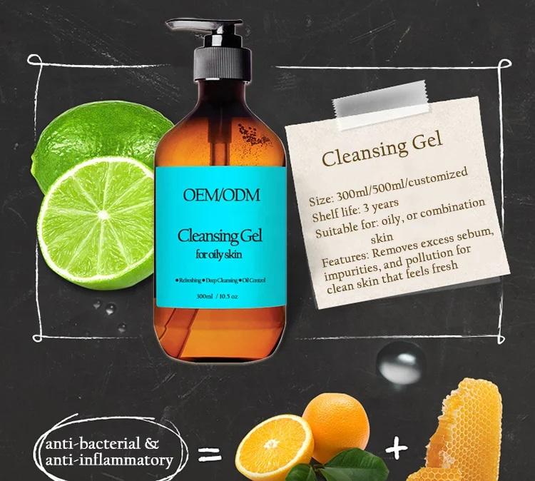Private label refreshing lemon deep cleansing face wash oil control cleansing gel for face and body