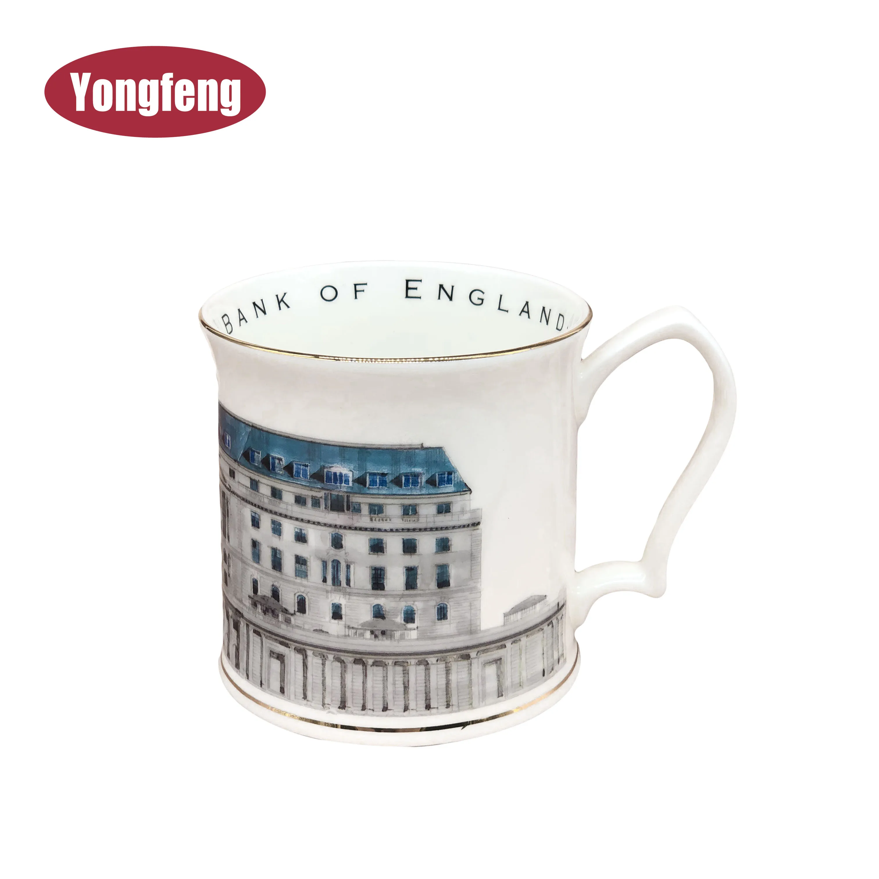 Отличное качество керамическая кофейная кружка в британском стиле из костяного фарфора с золотой каймой