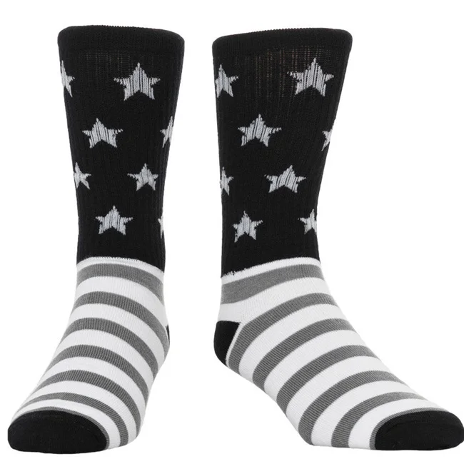 Bulk Wholesale Custom Design National Flag Dress Socks, China Factory Cotton American Flag Dress Socks