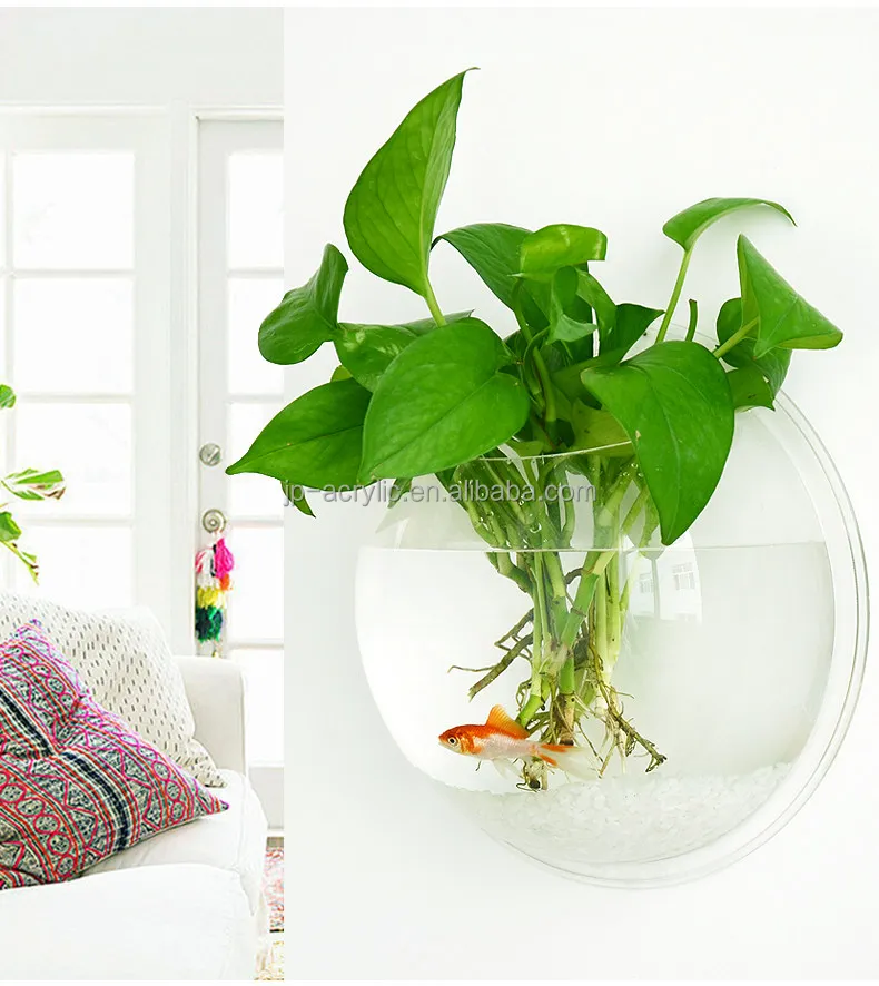 
Indoor Small Acrylic Fish Tank Wall Hanging Fish Bubble Aquarium Plant Pot Wholesale Acrylic Wall Mounted Fish 
