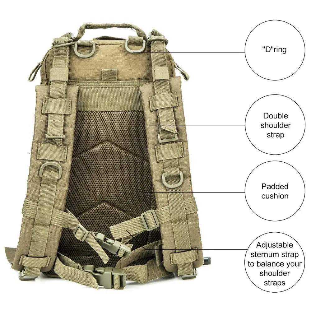 600D Polyester Tactical Assault Backpack Water Resistant  Rucksack Outdoor Trekking Backpack