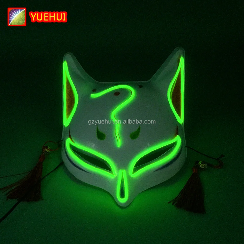 CE Rohs High Brightness Halloween Light Up Neon Led Fox Mask for Glowing Dance Party Supplies Rave Led Adult Fox Mask