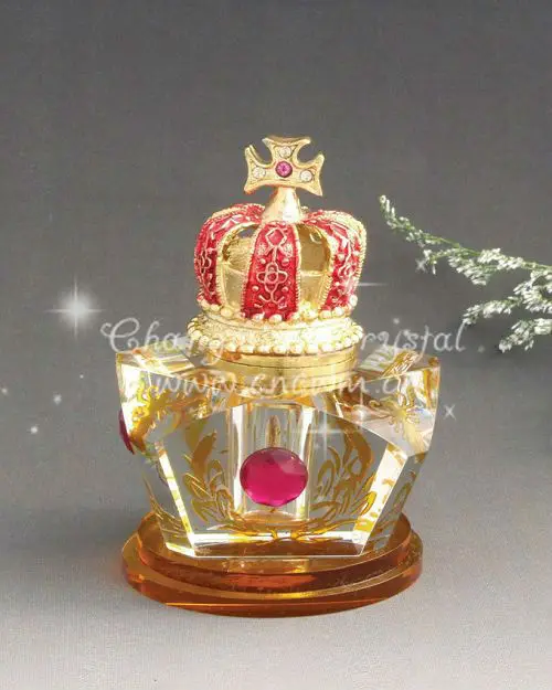 crystal glass .golf ball shaped perfume bottle