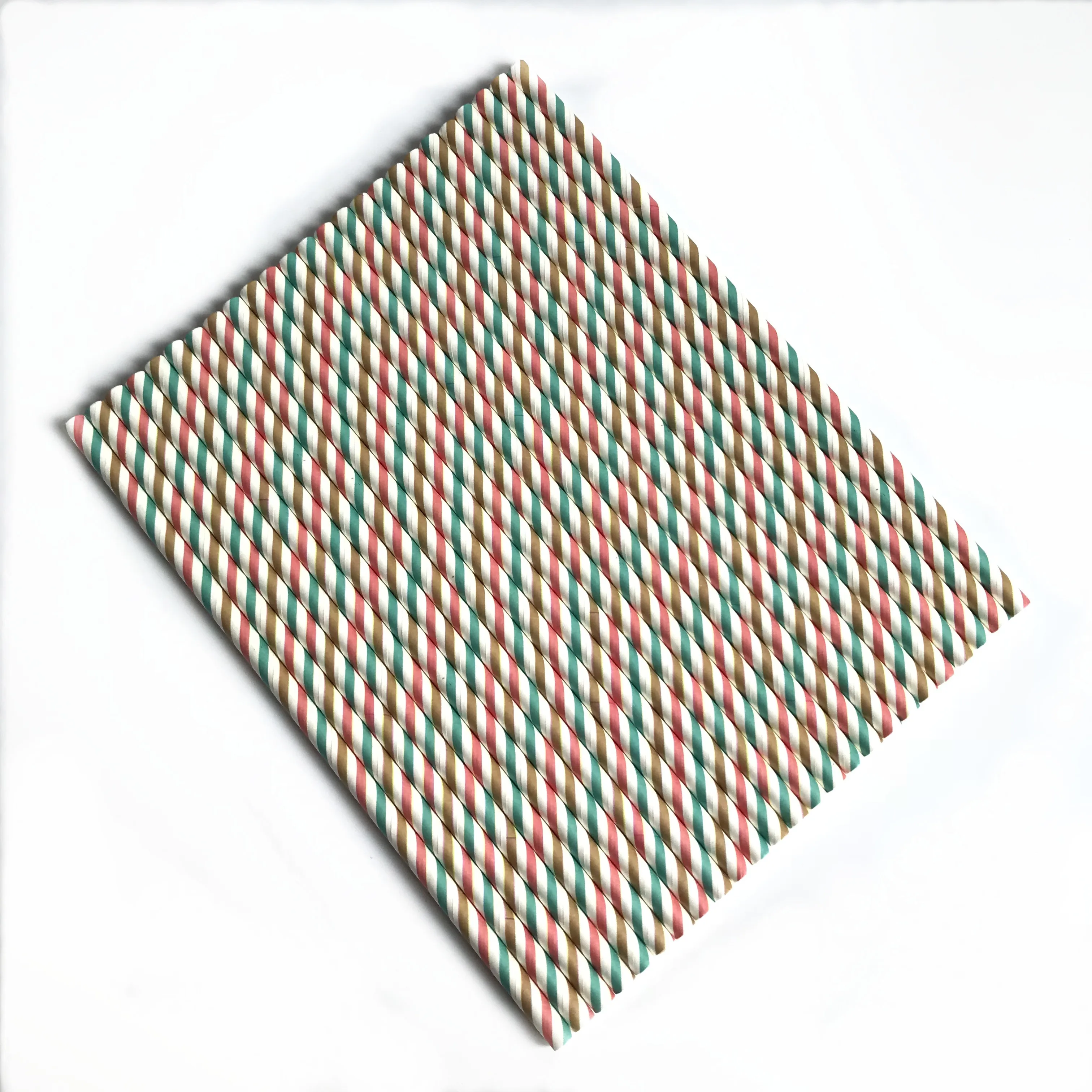Customized Colorful Stripes Thickened Paper Wrapped Straws Party Bar Drinking Straw Bulk Packaging