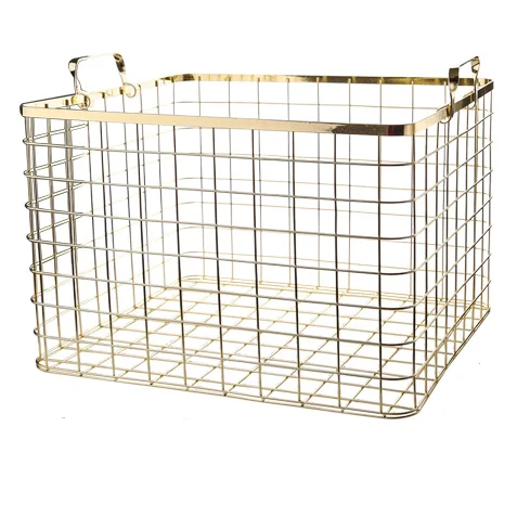 OEM 551-4G2  2019 new products gold metal wire laundry clothes basket with handles