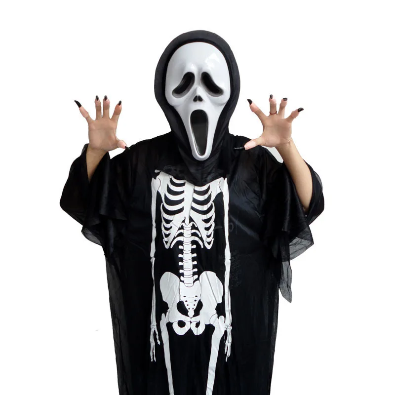 
High QualityScary Ghost Skeleton Costume Adult Mens Halloween Fancy Dress 