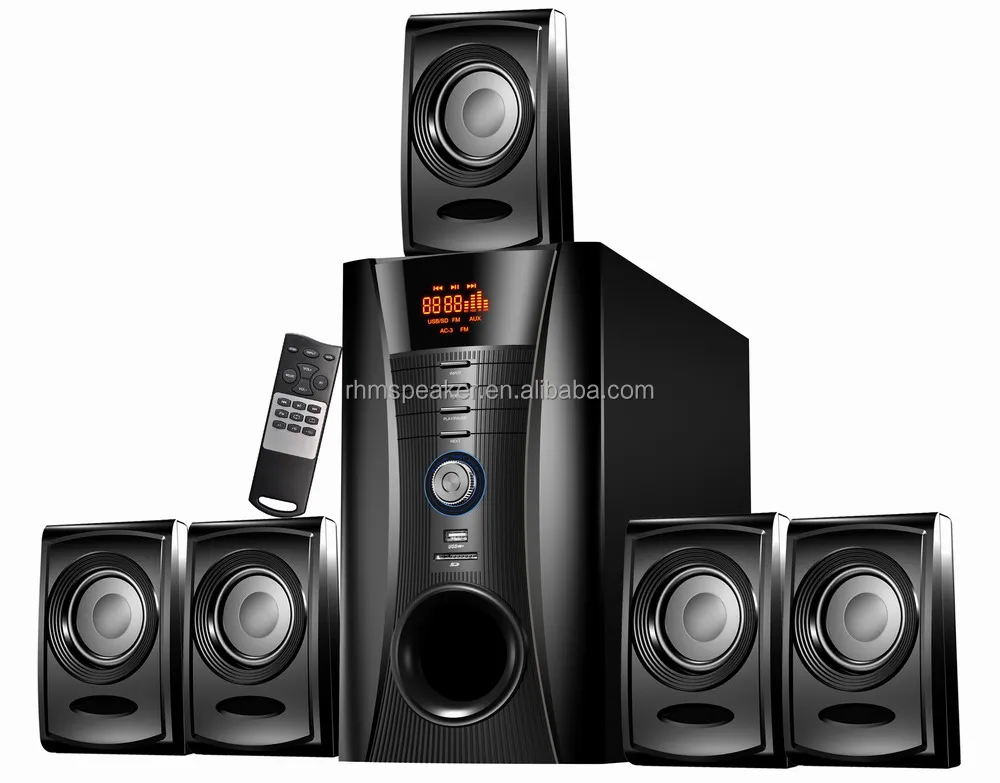 RHM Black 5.1 Channel Multimedia Speaker Home Theater System With AUX/SD/BT/FM/USB