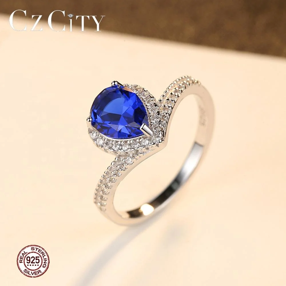 CZCITY Gemstone Finger Woman Stone Jewelry Square Turkish Natural S925 Geometric Silver Ring 925 Sterling