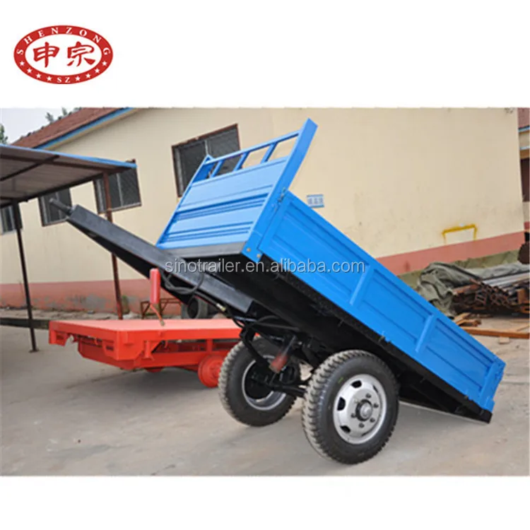 simple 2 tons single axle 2 wheels tractor trailer on wheel
