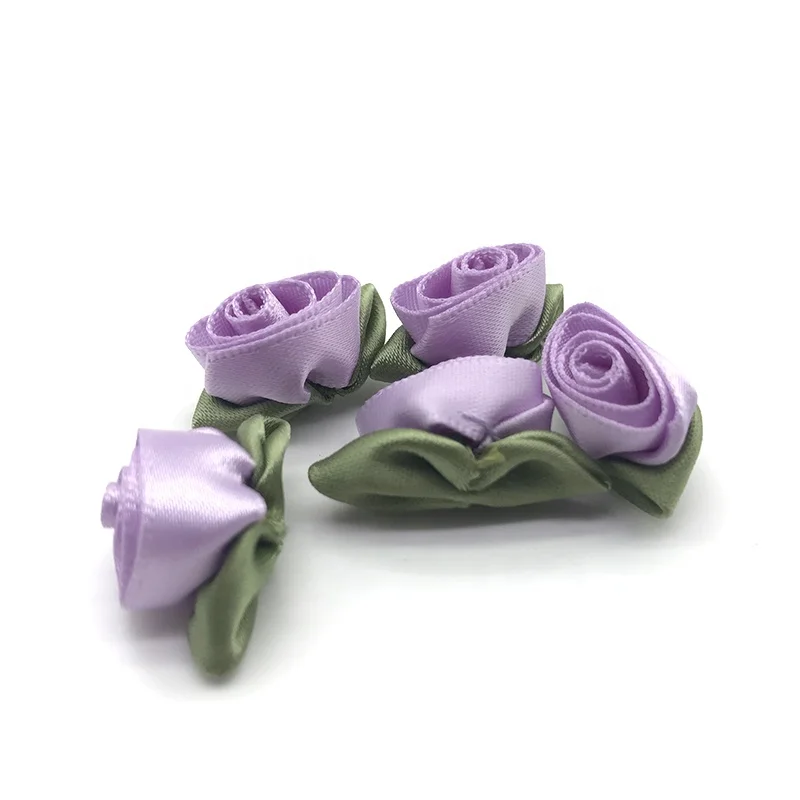 Wholesale artificial mini silk rosettes fabric flowershandmade satin ribbon roses DIY craft for wedding decoration