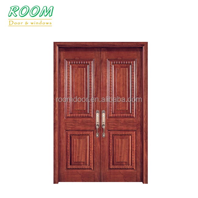 Modern Design Manufacturer Wooden French Glass Swing Solid Wood Entrance Door Wood Hinged Doors