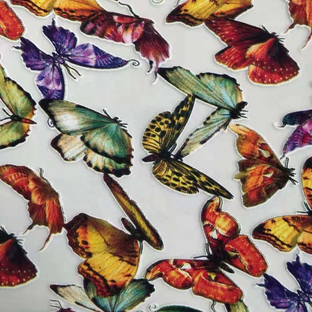 fashion butterfly burnout printing scuba knitting scuba fabric for women dress/cloth