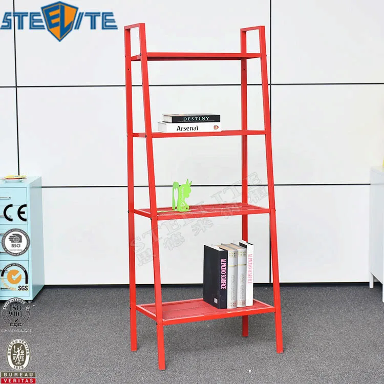 4-Tier Metal Ladder Storage Shelf Tree Bookshelf and Shoe Rack