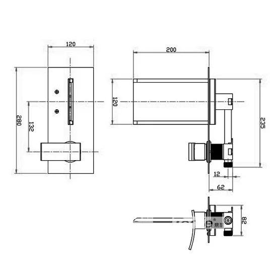 
Wall Mounted Dual Handle Glass Waterfall LED Basin Faucet Mixer Chrome 