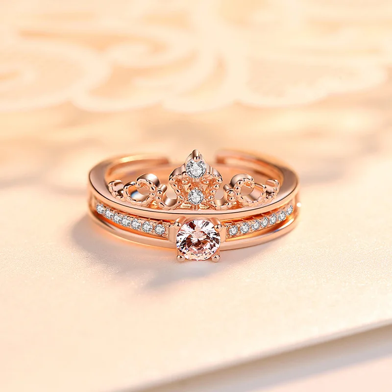 Hot Sales Sterling silver S925 Zircon Crown Dual Purpose Ring For Women