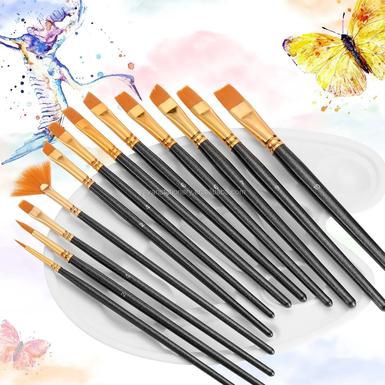 China Manufacturer Wooden Handle Artist Oil Acrylic Watercolor Paint Brushes Set for Artist Bristle Paint Brush