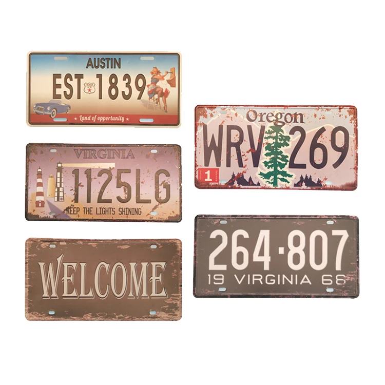 Cheap Customized Logo Embossed aluminum sign decorative License Plate for COSTA RICA