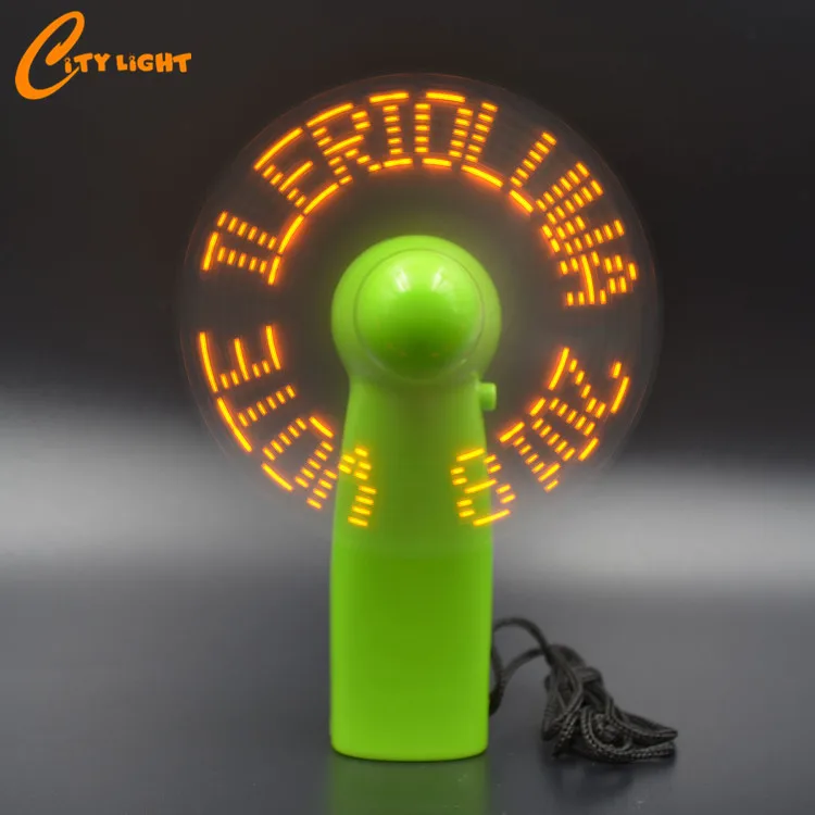 Christmas gift Advertising mini electric battery portable handheld custom message programmable led fan
