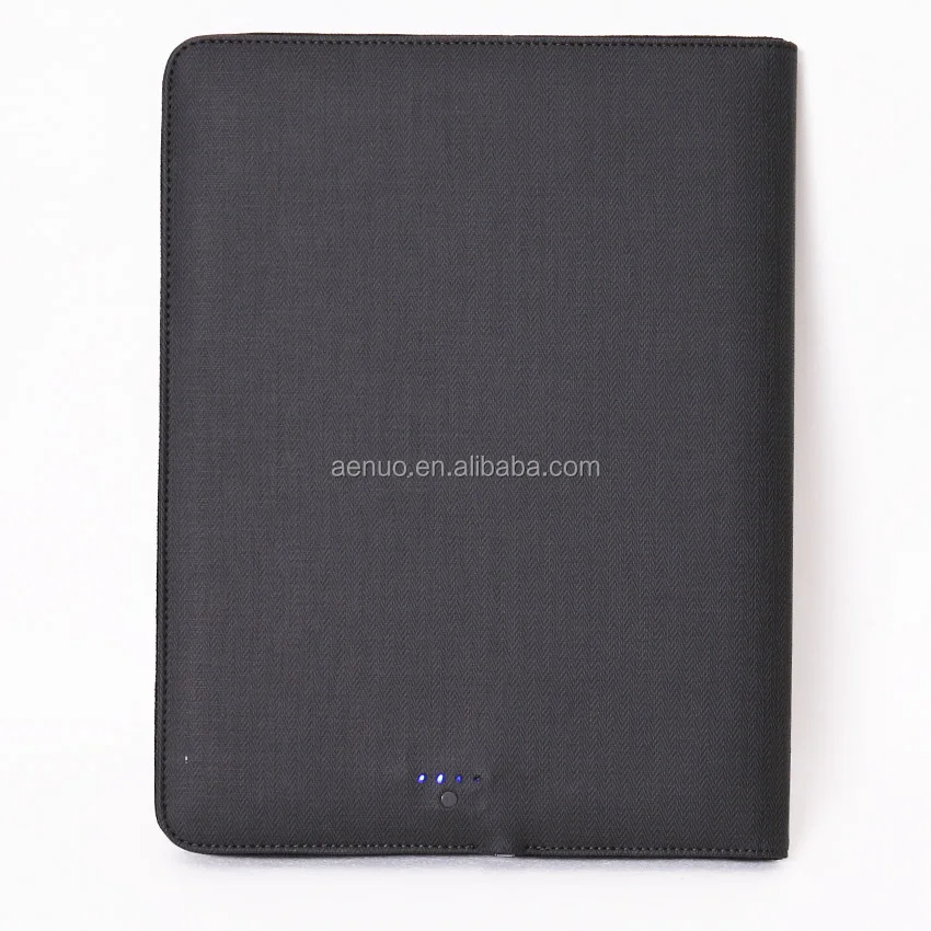 Wholesale Custom gift A4 conference leather file folder Zipper Padfolio with powerbank