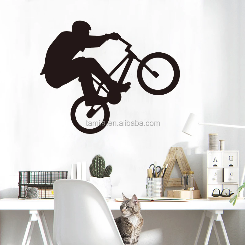 Kids bicycle sport theme boy wall sticker design for home decal