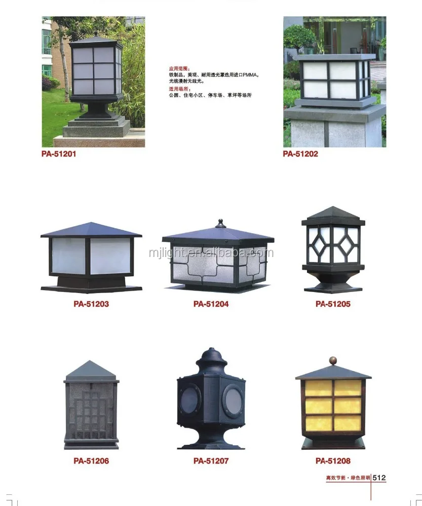 Exterior Antique Cast Aluminum Garden Led Pillar Light
